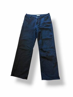 Black High Rise Flare Jeans XL (US 14)  Wide Leg Stretch Denim Retro Y2K Goth